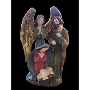 Kirkland's Nativity Holy Family With Angel Resin 10 in Mary Joseph Jesus